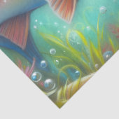 Whimsical Chalk-Pastel Trout Fish Decoupage  Tissuepapier (Detail)