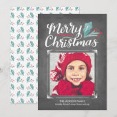 Whimsical Chalkboard Hand Lettered Kerstfoto Feestdagenkaart (Voorkant / Achterkant)