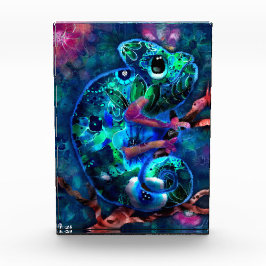 Whimsical Chameleon Abstracte Bloemen Blauwgroen G Fotoblokken