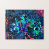 Whimsical Chameleon Abstracte Bloemen Blauwgroen G Legpuzzel (Horizontaal)