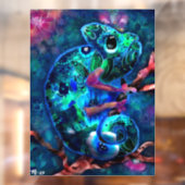 Whimsical Chameleon Abstracte Bloemen Blauwgroen G Raamsticker (Vel 2)
