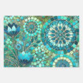 Whimsical Chameleon Bloemen Blauw Groen Decoupage Inpakpapier Vel (Voorkant 2)