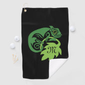 Whimsical Chameleon die op het Hops Monogram klimt Golfhanddoek (Insitu)