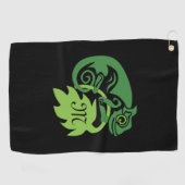 Whimsical Chameleon die op het Hops Monogram klimt Golfhanddoek (Horizontaal)