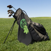 Whimsical Chameleon die op het Hops Monogram klimt Golfhanddoek (Groen)