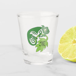 Whimsical Chameleon die op het Hops Monogram klimt Shot Glas