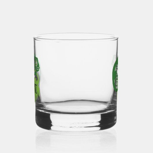 Whimsical Chameleon die op het Hops Monogram klimt Whisky Glas (Links)