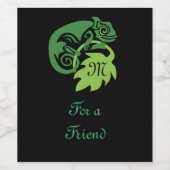 Whimsical Chameleon die op het Hops Monogram klimt Wijn Etiket (Enkel label)