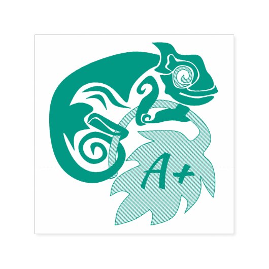 Whimsical Chameleon Klimaatverandering op Hops Mon Zelfinktende Stempel (Design)