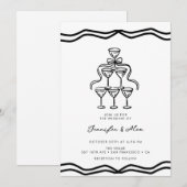 Whimsical Champagne Bow Wedding Kaart (Voorkant / Achterkant)