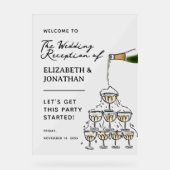 Whimsical Champagne bruiloft receptie Welkom Acryl Bord (Voorkant)