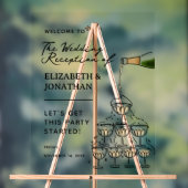 Whimsical Champagne bruiloft receptie Welkom Acryl Bord (Neutraal)