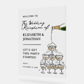 Whimsical Champagne bruiloft receptie Welkom Acryl Bord (Hoek)