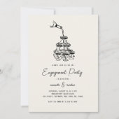 Whimsical Champagne Bubbly Tower Engagement Party Kaart (Voorkant)