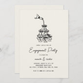 Whimsical Champagne Bubbly Tower Engagement Party Kaart (Voorkant / Achterkant)