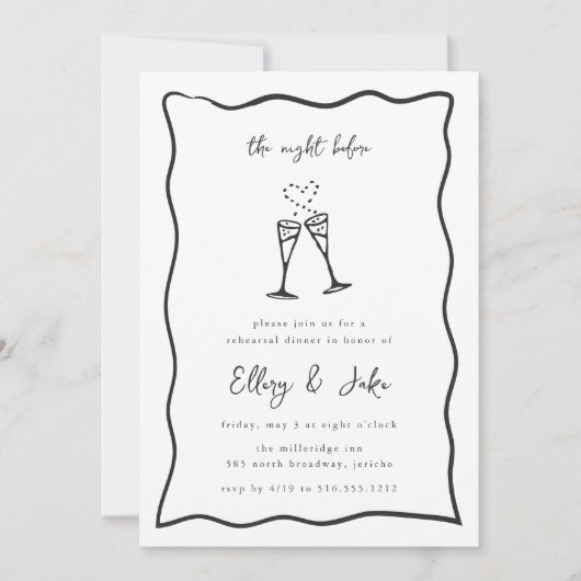 Whimsical Champagne Doodle repetitie diner Kaart (Voorkant)