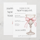 Whimsical Champagne New Year's Eve Party Kaart (Voorkant / Achterkant)