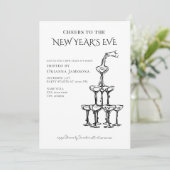 Whimsical Champagne New Year's Eve Party Kaart (Staand voorkant)