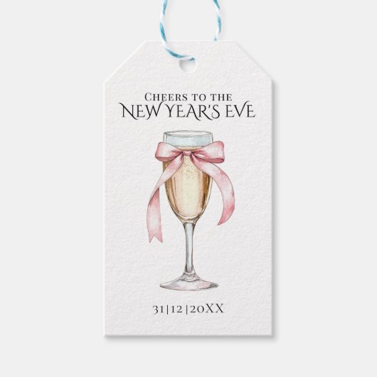 Whimsical Champagne Oud en Nieuw-feest Cadeaulabel (Voorkant)
