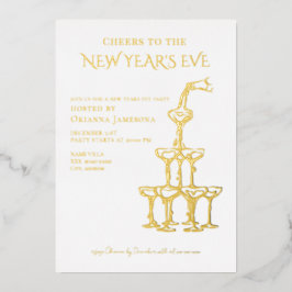 Whimsical Champagne Oud en Nieuw-feest Folie Uitnodiging