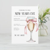 Whimsical Champagne Oud en Nieuw Feest Uitnodiging (Staand voorkant)