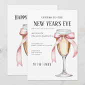Whimsical Champagne Oud en Nieuw Feest Uitnodiging (Voorkant / Achterkant)