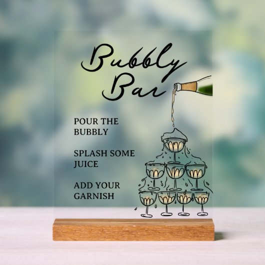 Whimsical Champagne Prosecco Bubbly Bar Acryl Bord (Neutraal)