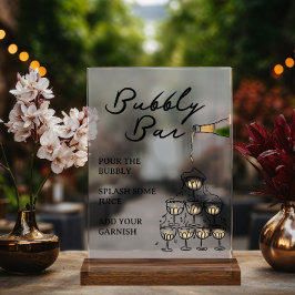 Whimsical Champagne Prosecco Bubbly Bar Acryl Bord