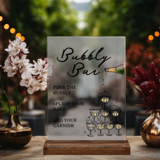 Whimsical Champagne Prosecco Bubbly Bar Acryl Bord
