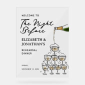 Whimsical Champagne repetitie diner welkom Acryl Bord (Voorkant)