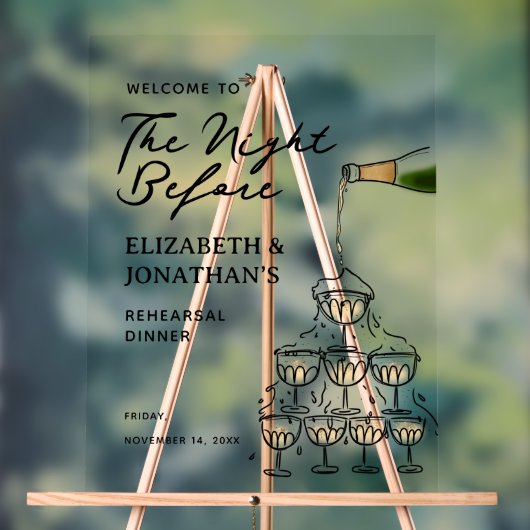 Whimsical Champagne repetitie diner welkom Acryl Bord (Neutraal)