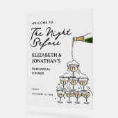 Whimsical Champagne repetitie diner welkom Acryl Bord (Hoek)