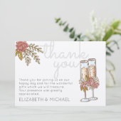 Whimsical Champagne Rozen Dank je Kaart (Staand voorkant)