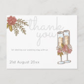 Whimsical Champagne Tijdlijn Trouw THANK YOU Briefkaart (Voorkant)