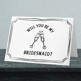 Whimsical Champagne Toast Bruidsmeisje Voorstel Kaart