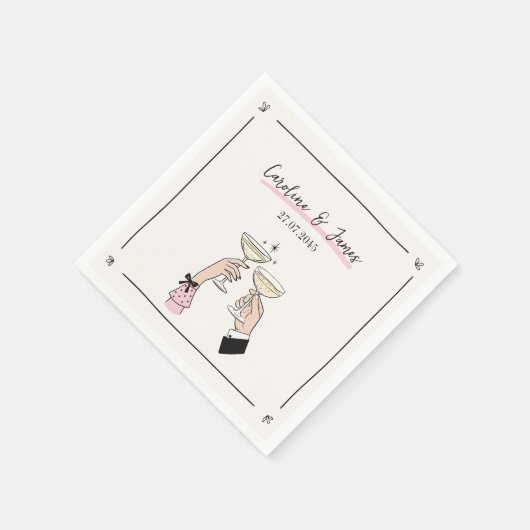 Whimsical Champagne Toast bruiloft servetten (Hoek)