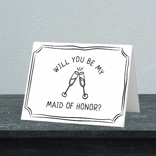 Whimsical Champagne Toast Maid of Honor Voorstel Kaart