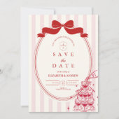 Whimsical Champagne Toren Doodle Bruiloft Save The Date (Voorkant)