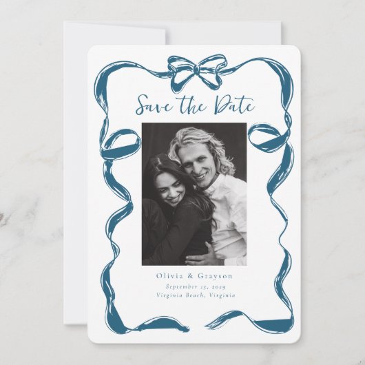 Whimsical Champagne Toren Save the Date Hand Getek (Voorkant)