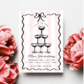 Whimsical Champagne Tower Bow Roze Streep Verjaard Kaart