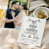 Whimsical Champagne Tower Cream Foto Bruiloft Save The Date