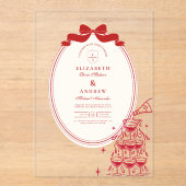 Whimsical Champagne Tower Doodle Wedding Acryl Uitnodigingen (Voorkant)