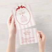 Whimsical Champagne Tower Doodle Wedding All In One Uitnodiging (Afscheurbaar)