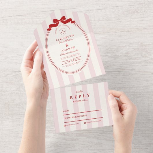 Whimsical Champagne Tower Doodle Wedding All In One Uitnodiging (Afscheurbaar)