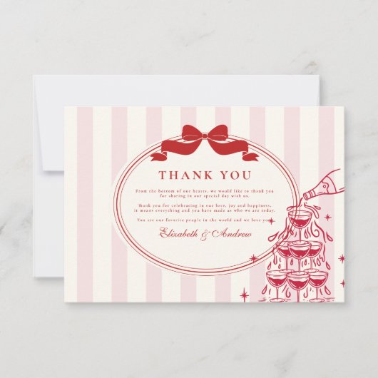 Whimsical Champagne Tower Doodle Wedding Bedankkaart (Voorkant)