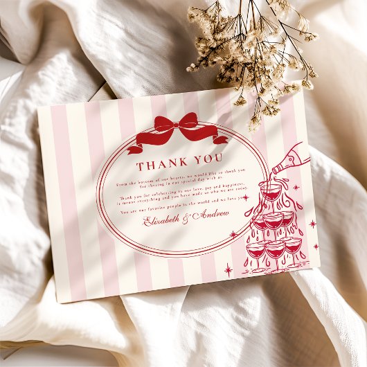 Whimsical Champagne Tower Doodle Wedding Bedankkaart