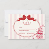 Whimsical Champagne Tower Doodle Wedding RSVP Kaartje (Voorkant)