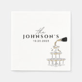 Whimsical Champagne Tower geïllustreerde bruiloft Servet (Voorkant)