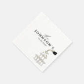 Whimsical Champagne Tower geïllustreerde bruiloft Servet (Hoek)