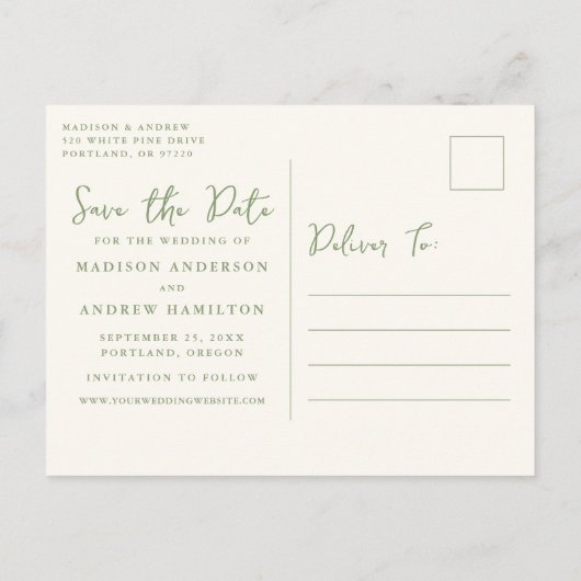 Whimsical Champagne Tower Green Bewaar de datum Aankondigingskaart (Achterkant)